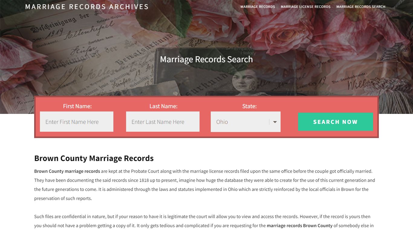 Brown County Marriage Records | Enter Name and Search | 14 ...