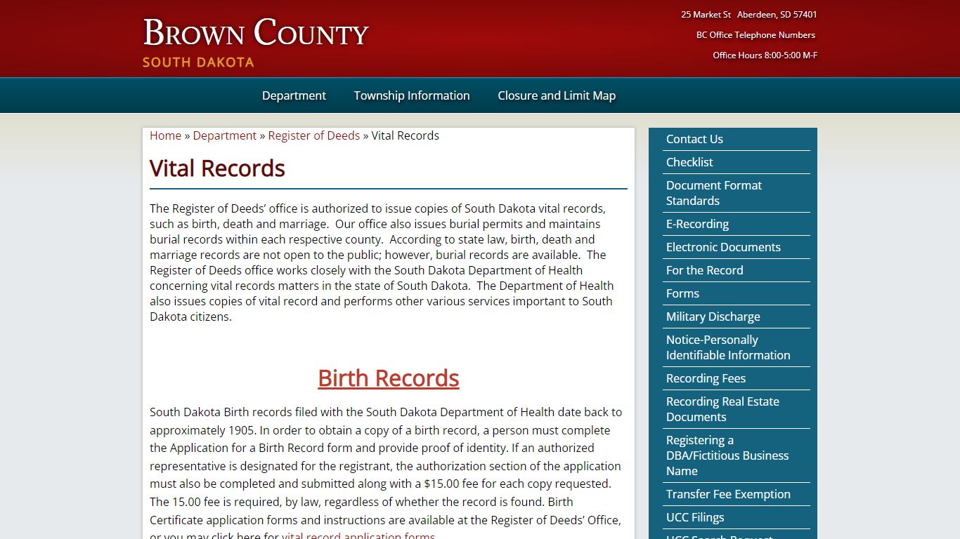 Vital Records | Brown County